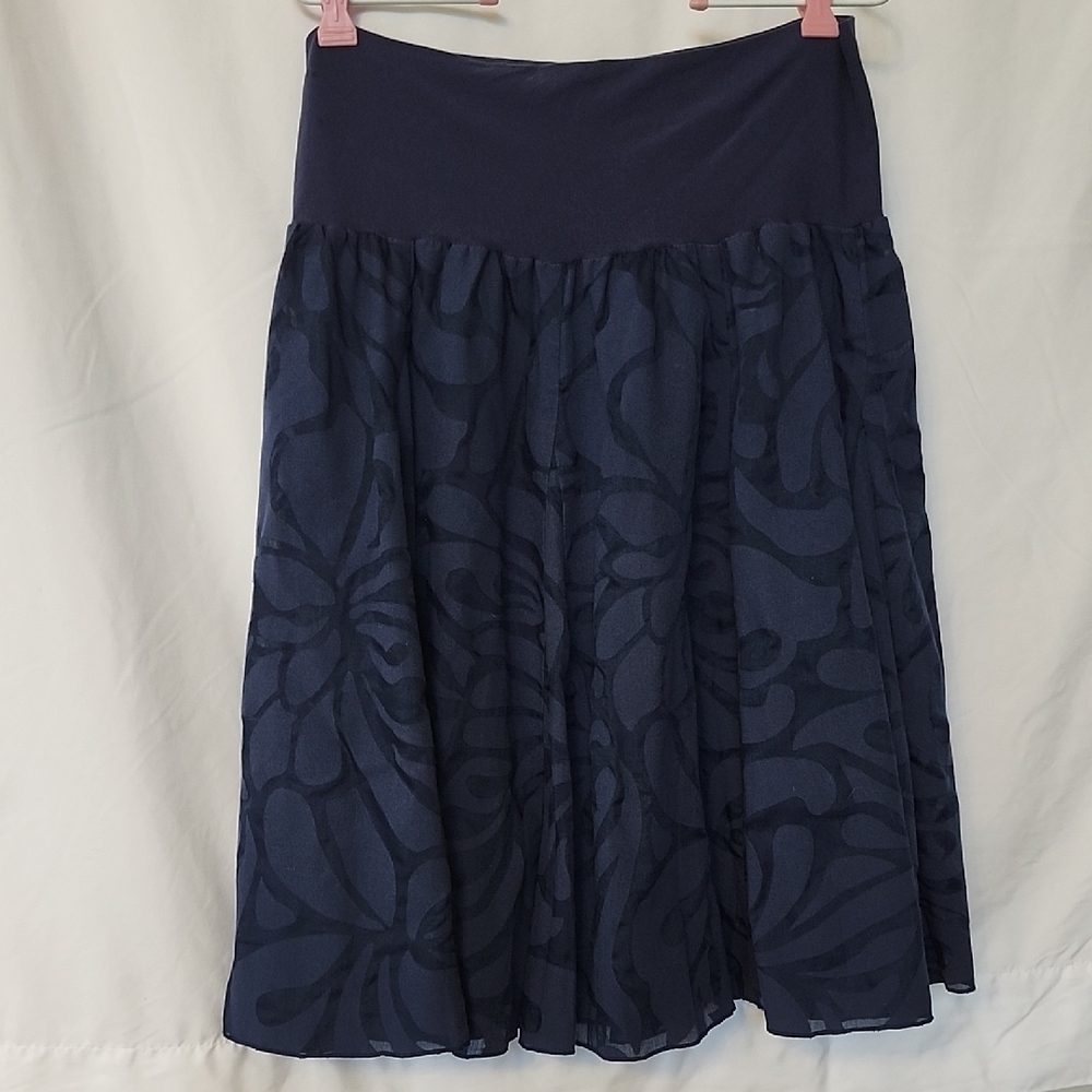 Navy Blue Floral Women's Skirt